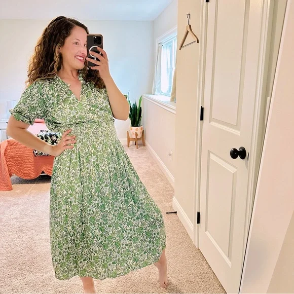 NWT J. Crew Green Blue Floral Maxi Dress Medium - Picture 1 of 15